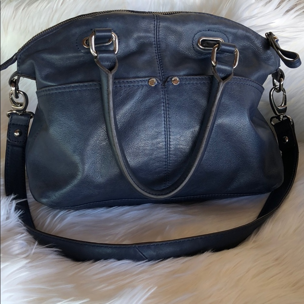 Navy Blue Tignanello Satchel Handbag